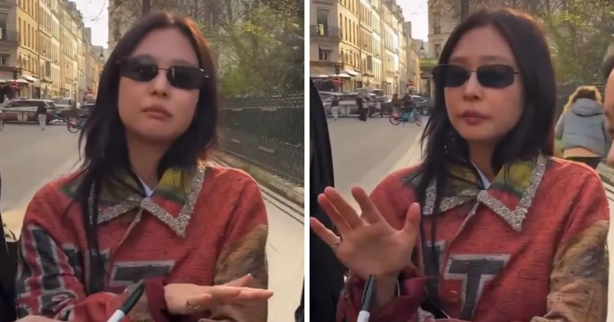 Jennie, do BLACKPINK, ao ser abordada por grupo de pessoas em Paris (reprodução X)