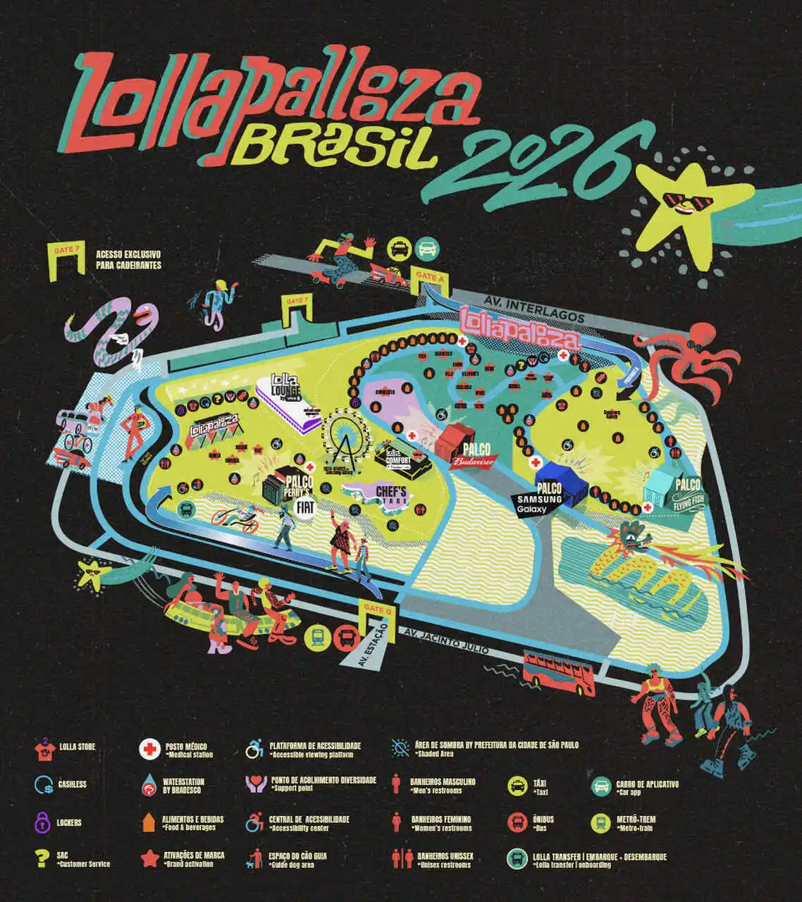 Mapa do Lollapalooza Brasil 2026 (reprodução)
