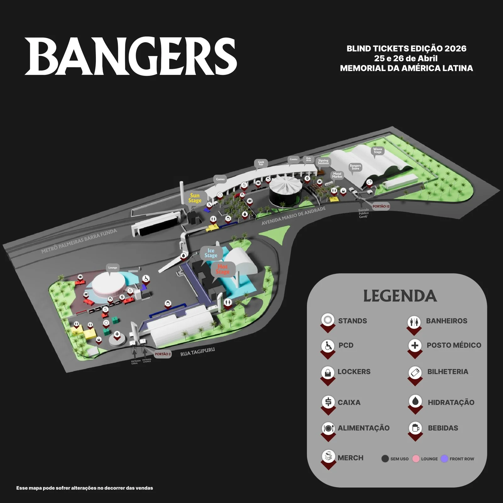 Mapa do Bangers Open Air 2026