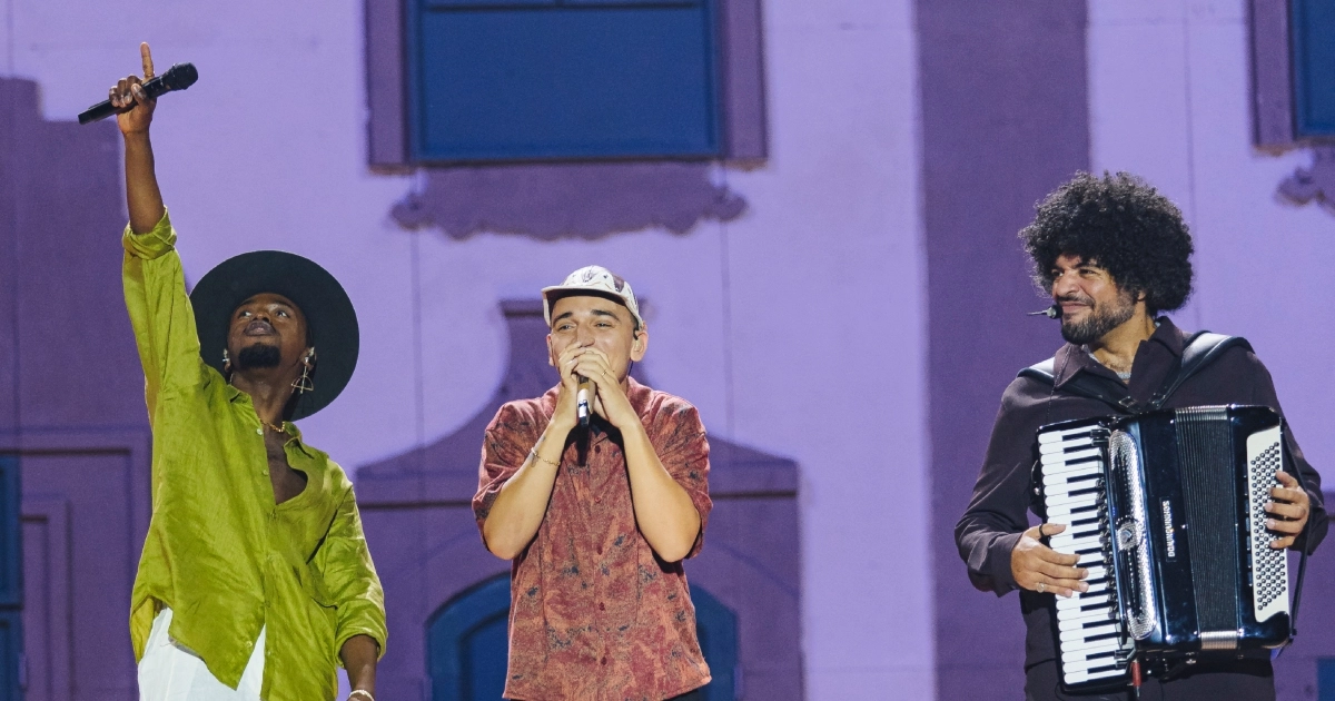 Jota.pê, João Gomes e Mestrinho no show 'Dominguinho"no Allianz (@sand/Divulgação 30e)