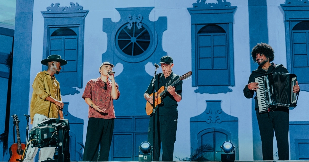 Jota.pê, João Gomes, Fagner e Mestrinho no show "Dominguinho" no Allianz (@sand/Divulgação 30e)