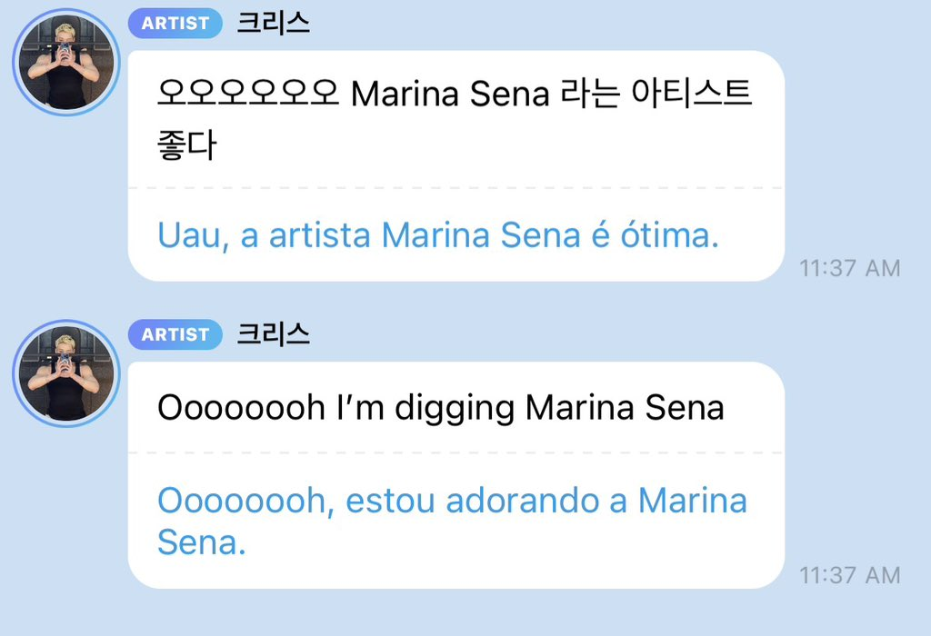 Bang Chan, do Stray Kids, fala sobre Marina Sena (reprodução)