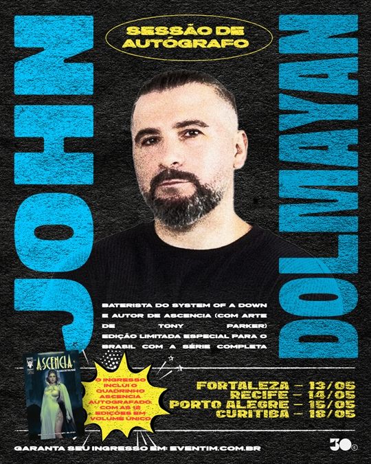 Sessões de autógrafos com John Dolmayan, do System Of A Down