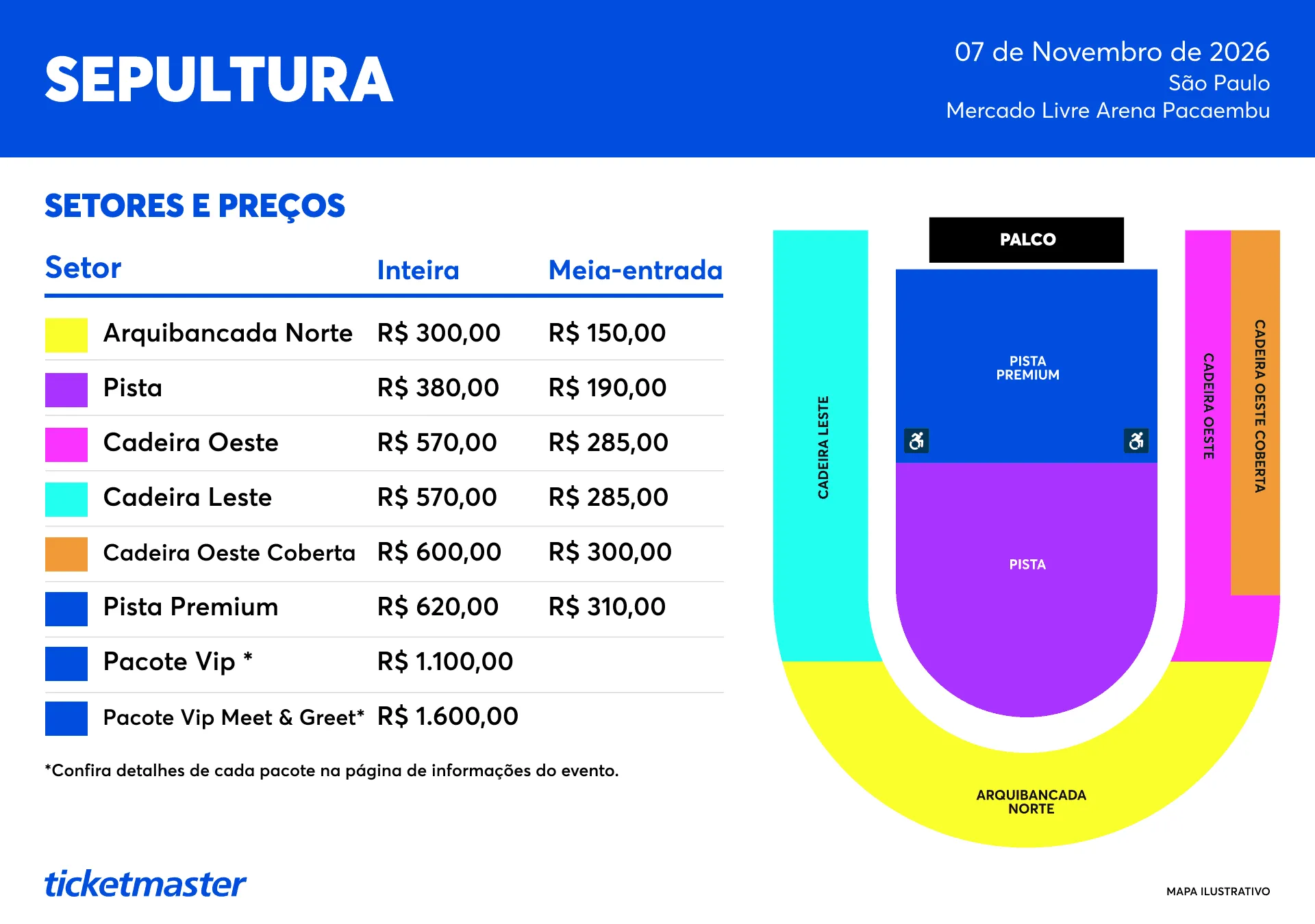 Sepultura: veja os preços do último show da banda em São Paulo 2 Mapa de setores e preços do show do Sepultura em São Paulo