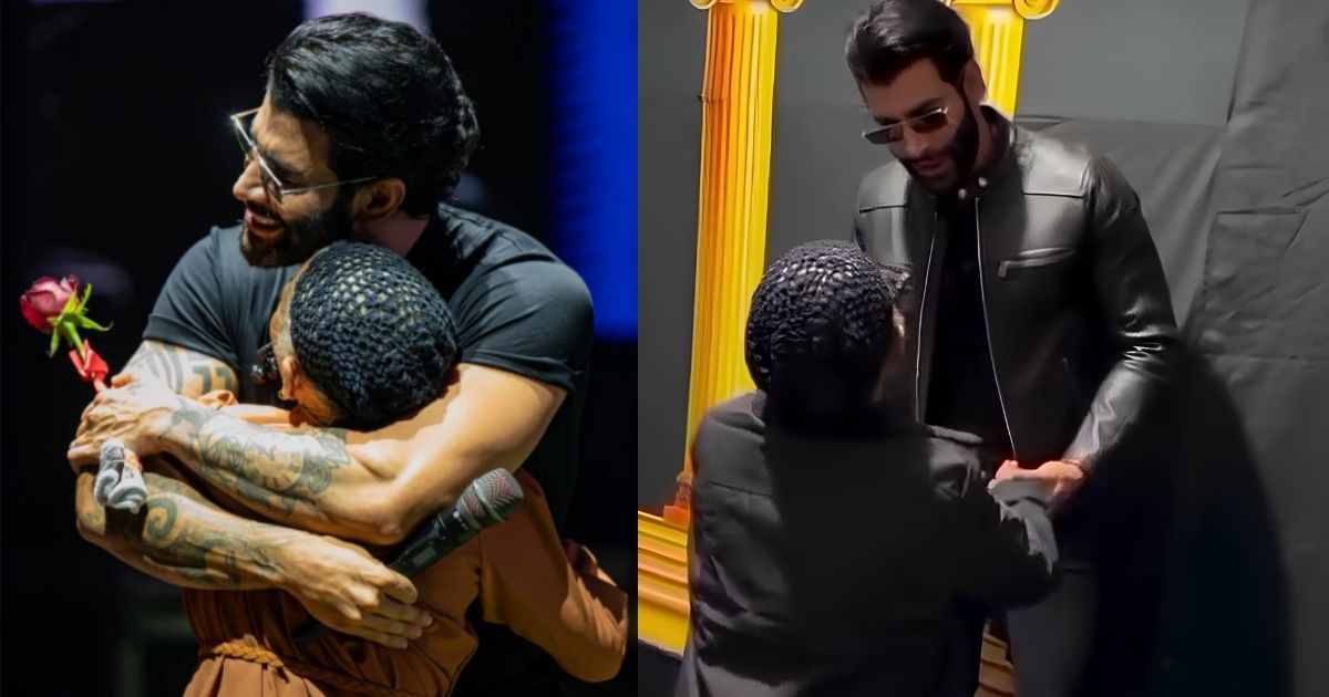 Gusttavo Lima no palco e nos bastidores com Dona Maria (Reprodução Instagram)