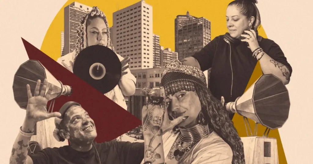 KL Jay, Dani Pimenta, Donna e Simmone Lasdenas em feira de vinil em SP (divulgação)