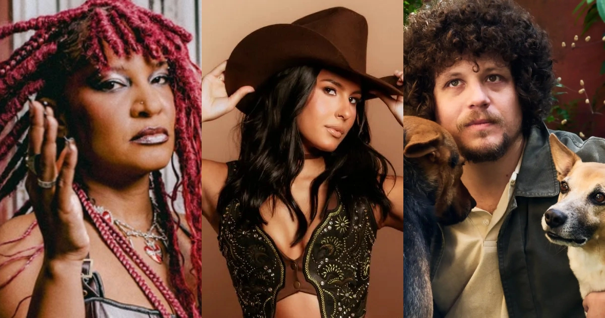 Larissa Luz, Ana Castela e Chico Chico (Jordan Villas/Rodolfo Magalhães/ Marina Zabenzi/Divulgação)
