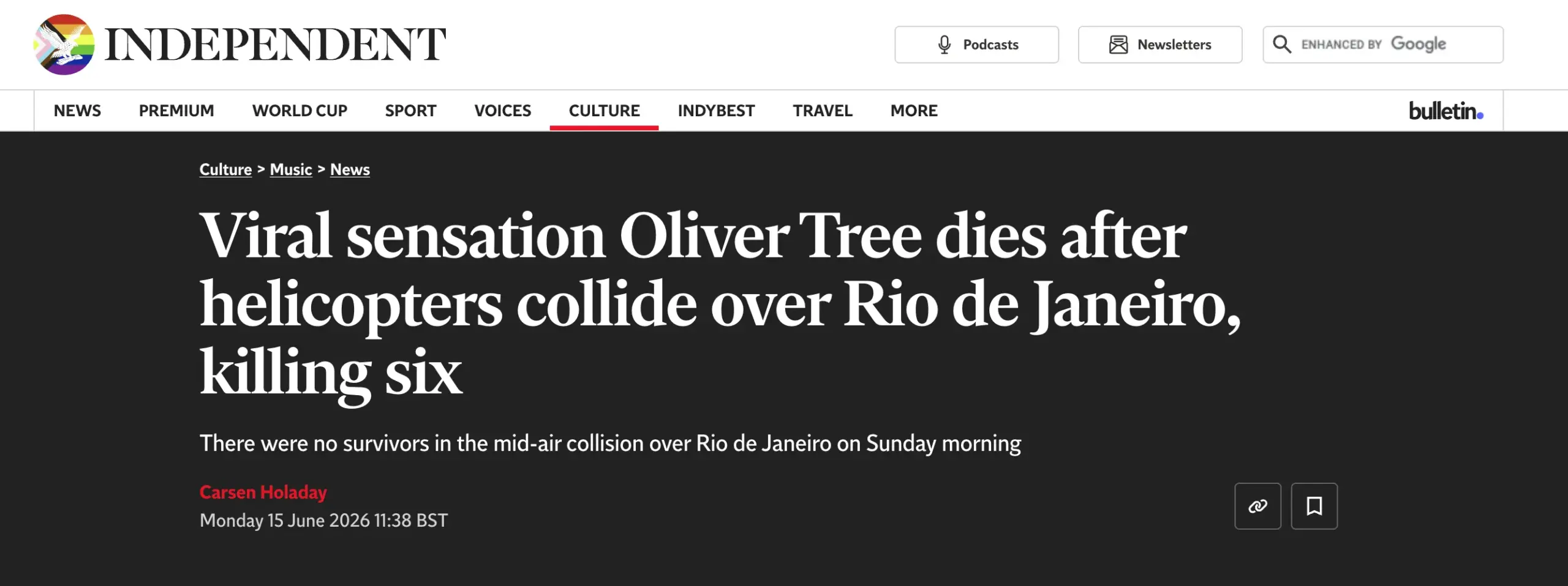 Morte de Oliver Tree repercute na imprensa internacional: 'Sensação viral' 2 Morte de Oliver Tree repercute na imprensa internacional