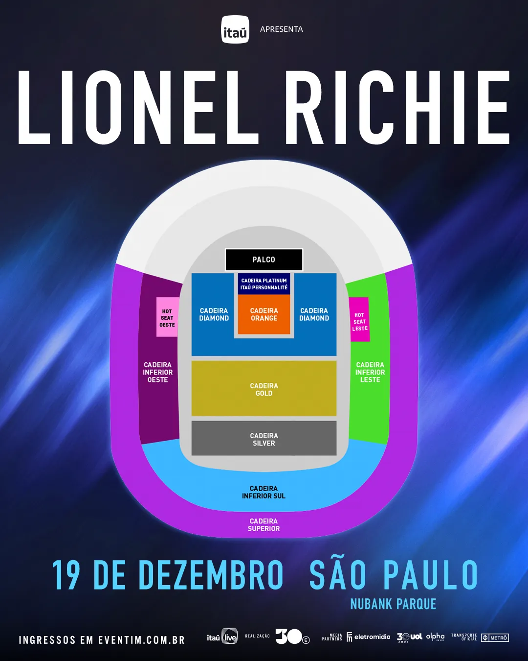 Preços e setores do show de Lionel Richie em São Paulo