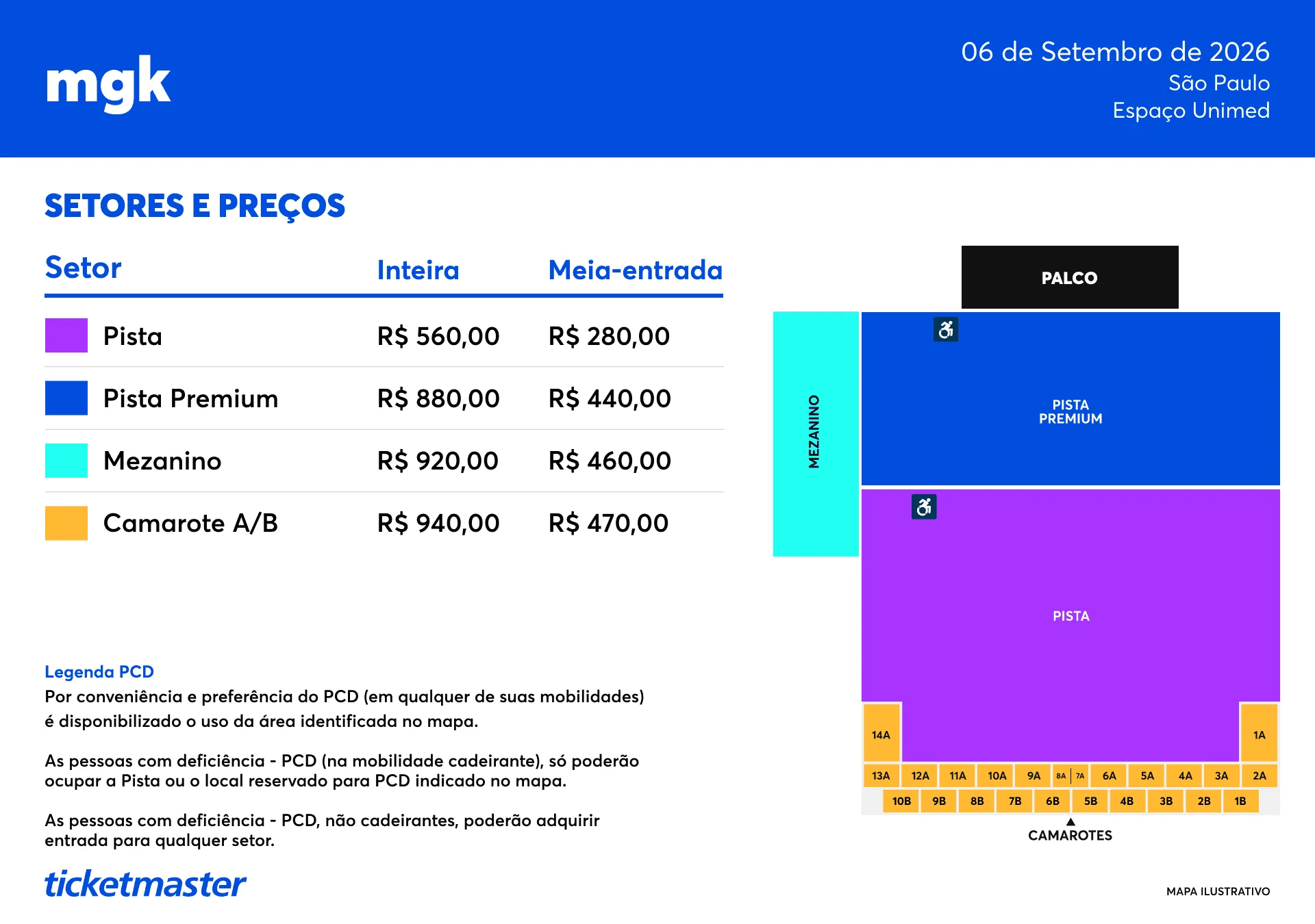 mgk anuncia show solo em São Paulo; veja os preços 2 Preços e setores do show de mgk em São Paulo