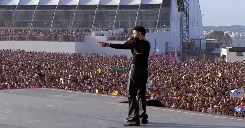 Pedro Sampaio levou Melody, bailarinos e hits como “JETSKI” e “Cavalinho” ao Rock in Rio Lisboa 2026 (Reprodução)