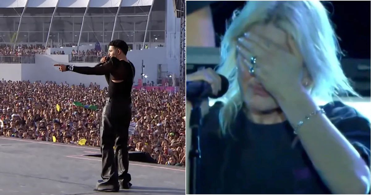 Pedro Sampaio e Emily Armstrong, do Linkin Park, atrações do Rock in Rio Lisboa 2026 (reprodução Instagram e YouTube)