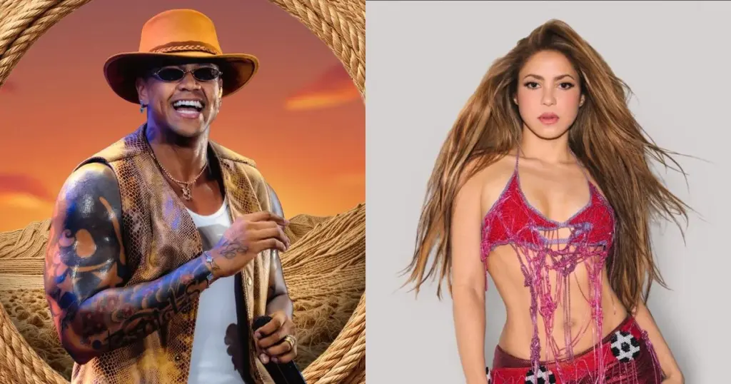 Léo Santana e Shakira (reprodução Facebook)