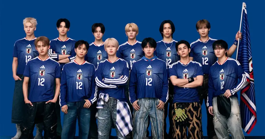 Ji Blue é um supergrupo montado no Japão especialmente para a Copa, reunindo integrantes de JO1 e INI (Divulgação)