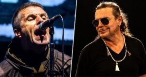Liam Gallagher e Fher Olvera, vocalista do Maná (Reprodução)