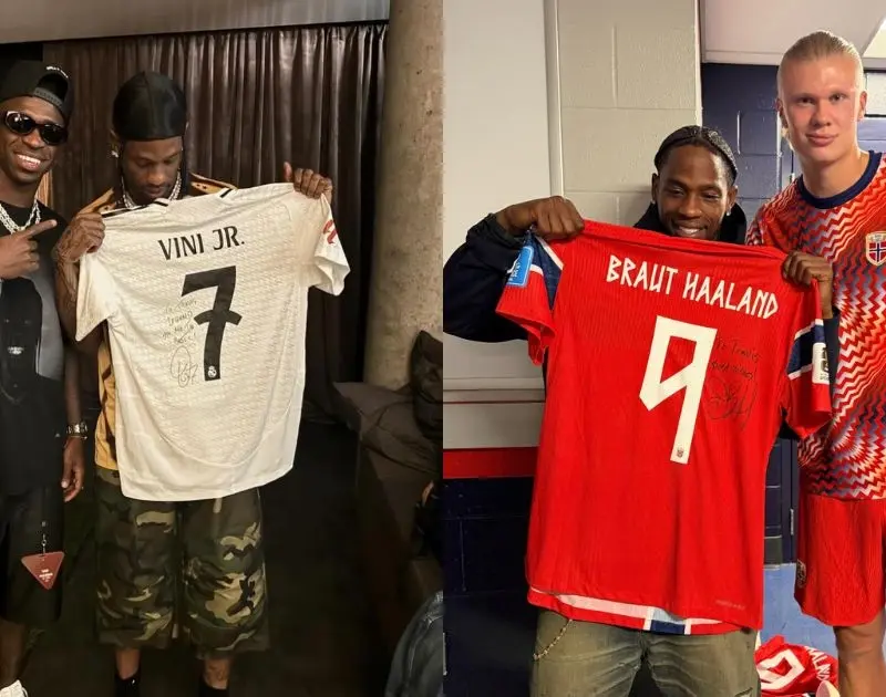 Travis Scott torcia pelo Brasil, mas ganhou camisa da Noruega na Copa