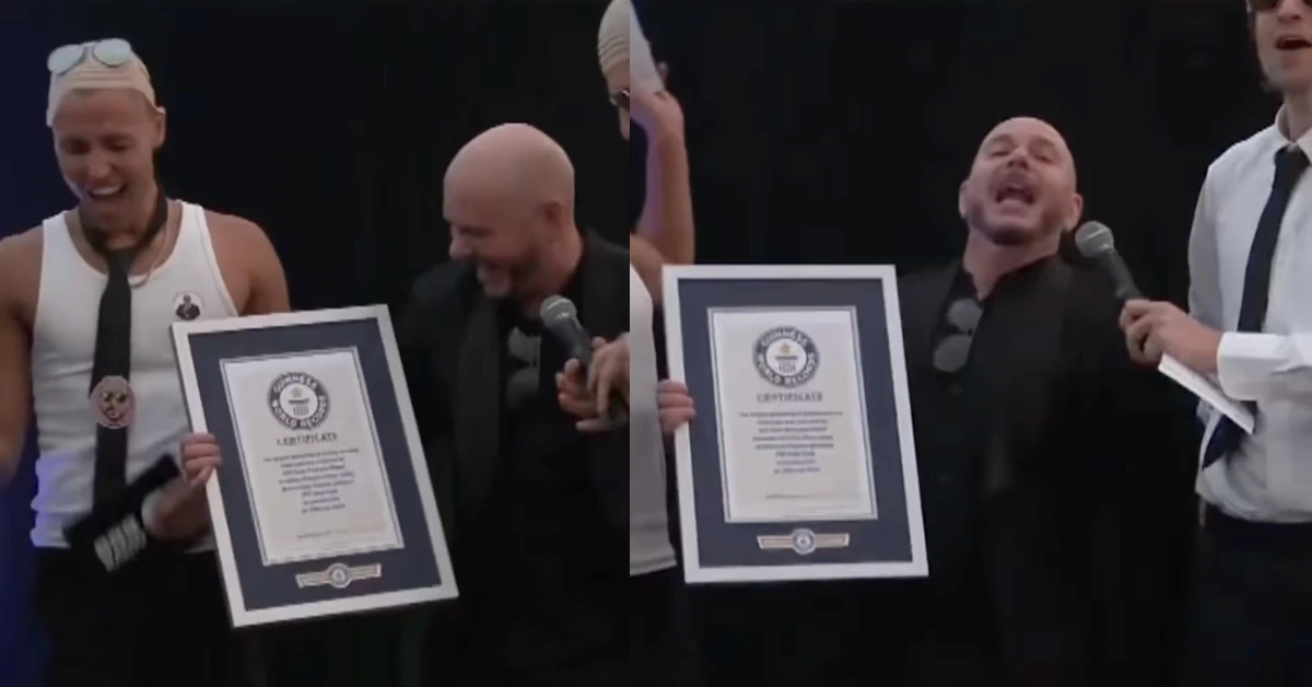 Pitbull entrando para o Guinness World Records (reprodução do Instagram @pitbull)