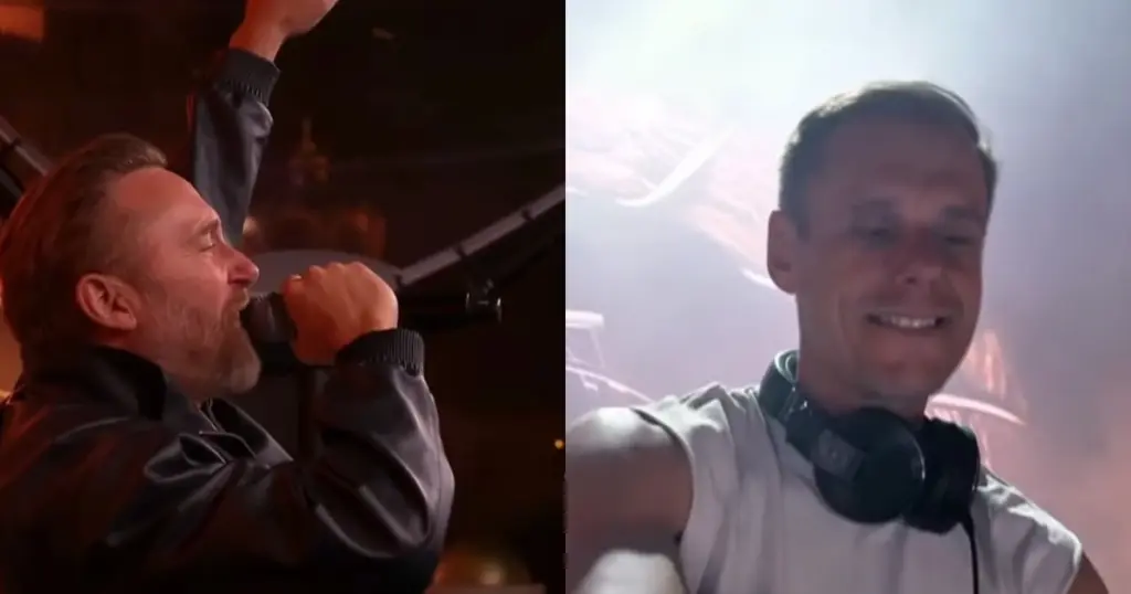 Tomorrowland 2026: David Guetta e Van Buuren encerram sábado 1 David Guetta e Armin van Buuren se apresentaram nos maiores palcos do Tomorrowland 2026 (Reprodução)