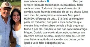 Ana Castela defende o pai em postagem nas redes sociais (Reprodução Instagram)
