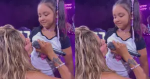 Karol G e fã mirim Khloe (reprodução Instagram @doctordelcredito e @evelyn_holguin7)