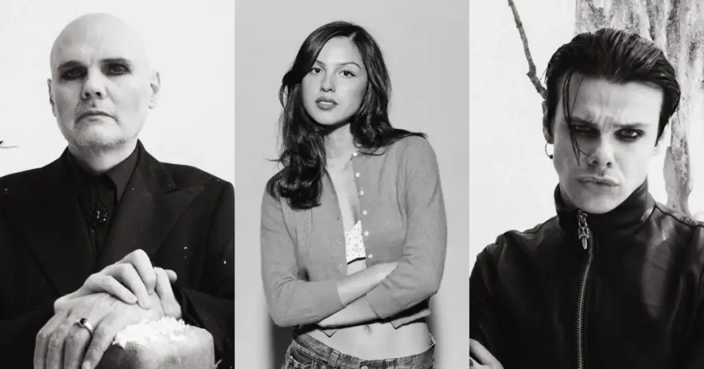 Smashing Pumpkins e Yungblud (divulgação) e Olivia Rodrigo (Nick Walker)