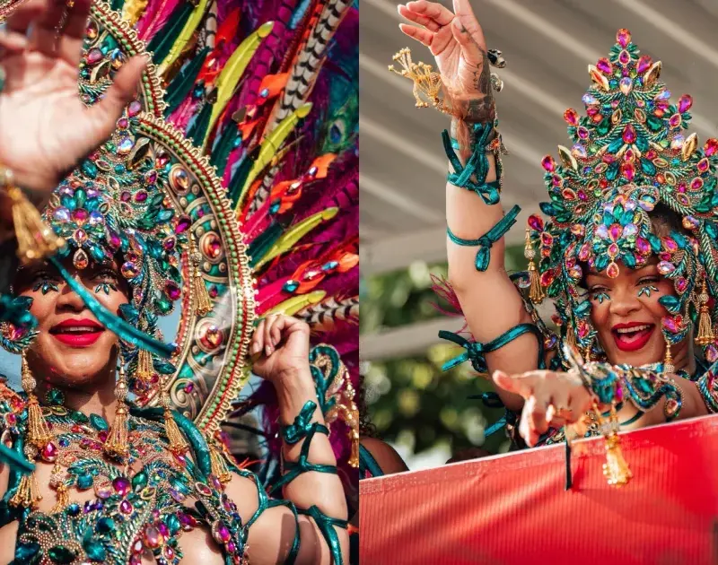 Rihanna participa de tradicional evento de Carnaval em Barbados