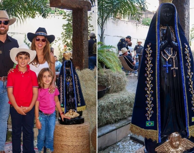 Zé Neto, da dupla com Cristiano, visita Aparecida com os filhos