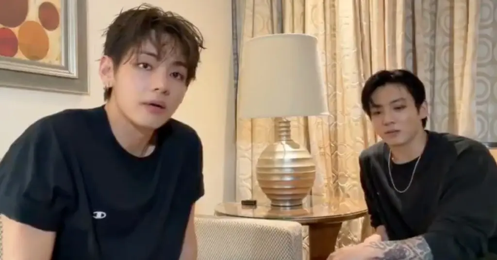 V e Jung Kook, do BTS, falam sobre stalkers em academia: 'É nossa vida pessoal' 1 V e Jung Kook, do BTS, em live nos EUA (reprodução)