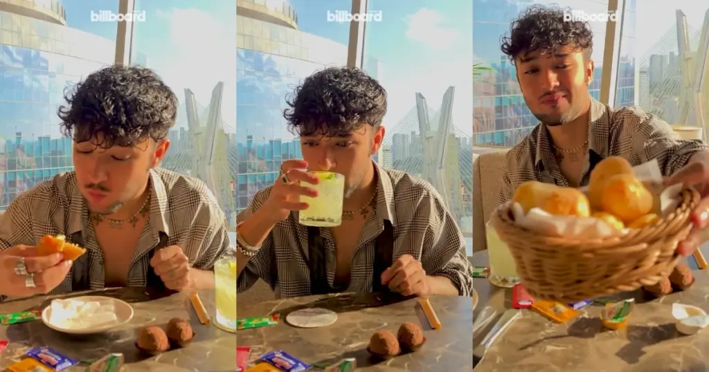 Joel Deleón experimentou quitutes como coxinha, pão de queijo e brigadeiro.