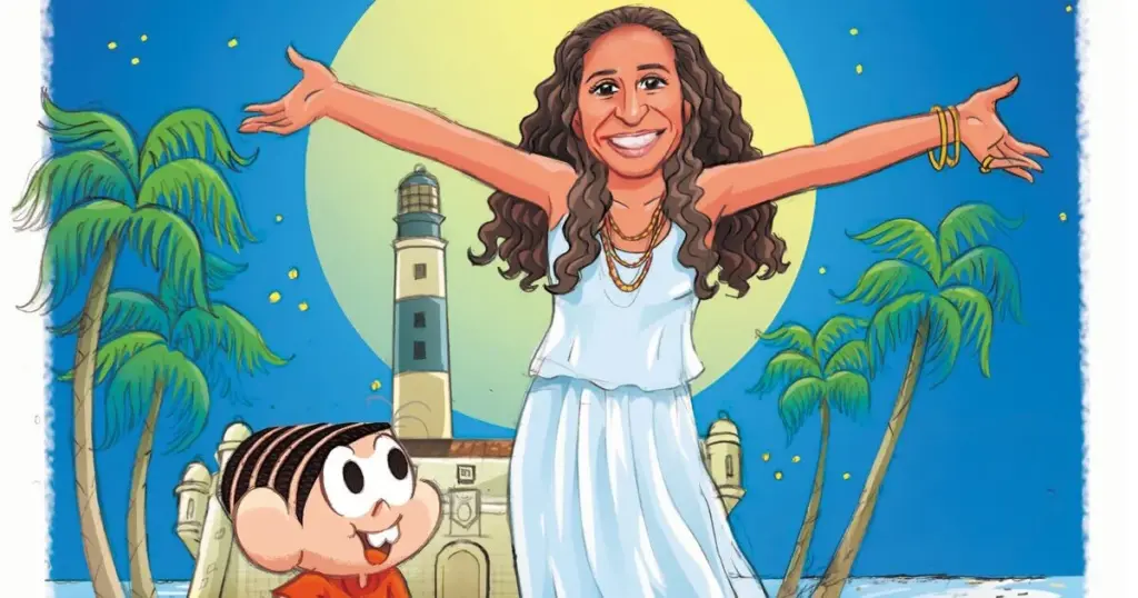 Maria Bethânia revela paixão por Cebolinha e ganha homenagem da Turma da Mônica 1 Perfil oficial da “Turma da Mônica” publicou uma ilustração em homenagem a Bethânia (Reprodução)