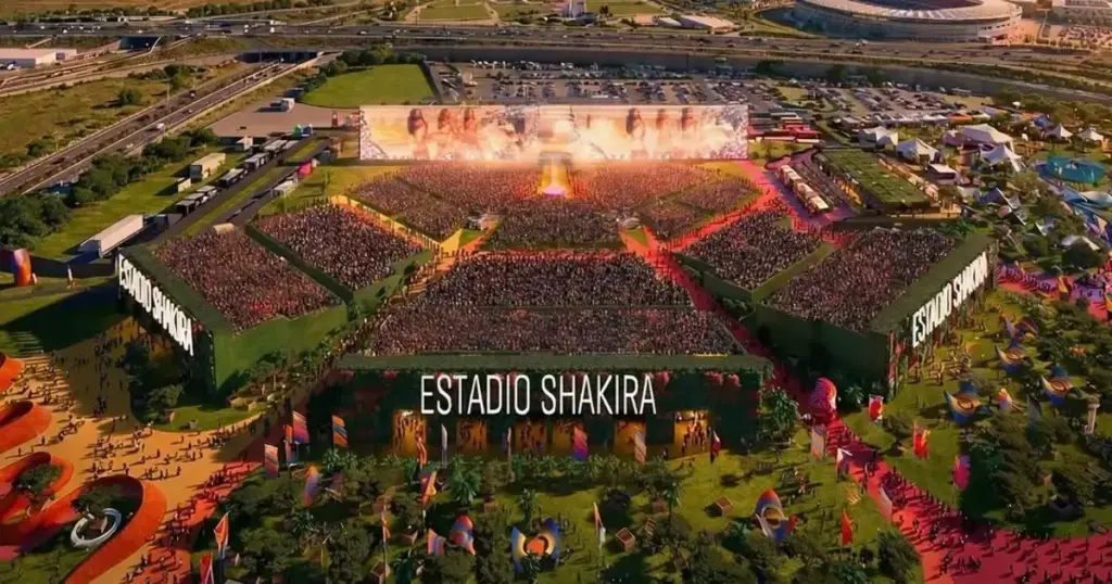 Arena de Shakira em Madri será inspirada em ‘Cem Anos de Solidão’ 1 Estádio temporário de Shakira em Madri terá oito pavilhões inspirados em Macondo (Divulgação)