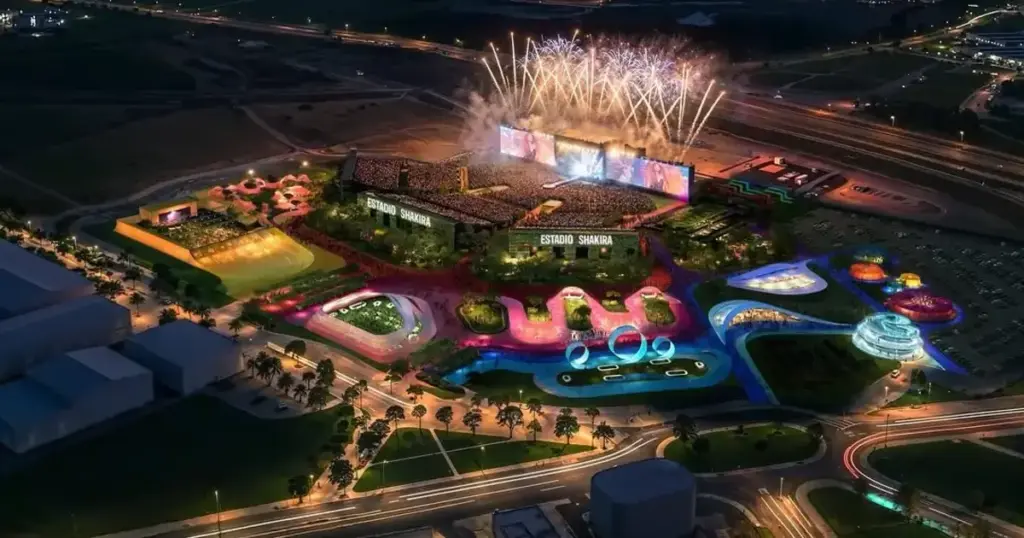 Arena de Shakira em Madri será inspirada em ‘Cem Anos de Solidão’ 3 O Estádio Shakira em Madrid e seu entorno foram projetados pelo escritório dinamarquês Bjarke Ingels Group (Divulgação)