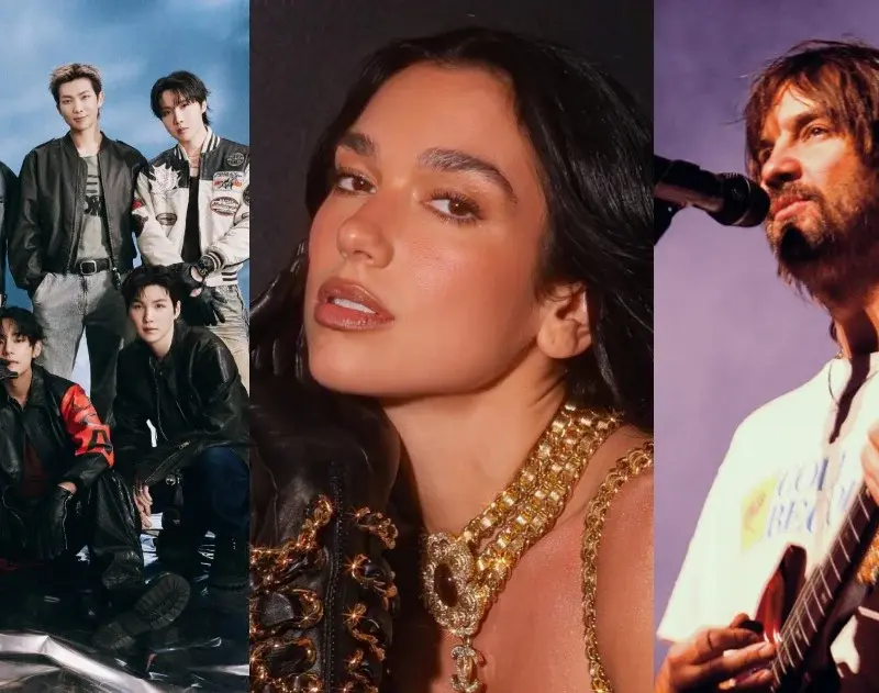 BTS, Dua Lipa e Tame Impala ( Reprodução/ Instagram, X e Colt Grice)