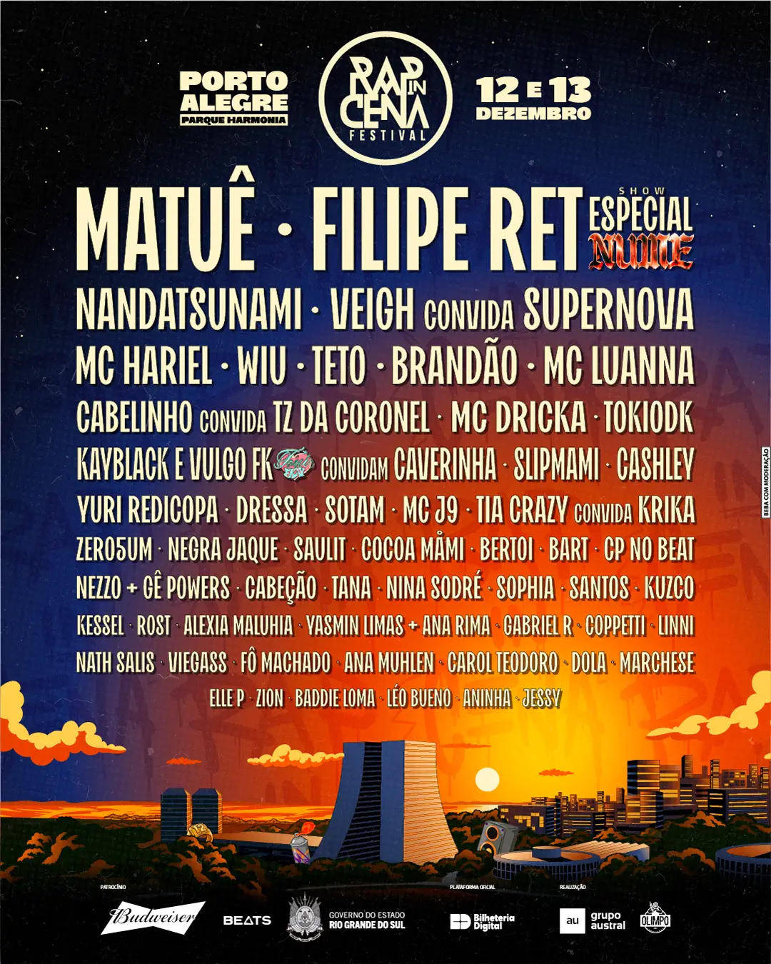 Line-up do festival Rap in Cena de Porto Alegre (Divulgação)