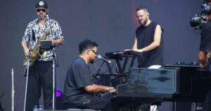 Show de Criolo, Amaro Freitas e Dino d’Santiago no Palco Sunset do Rock in Rio (André Moreira/Brazil News)
