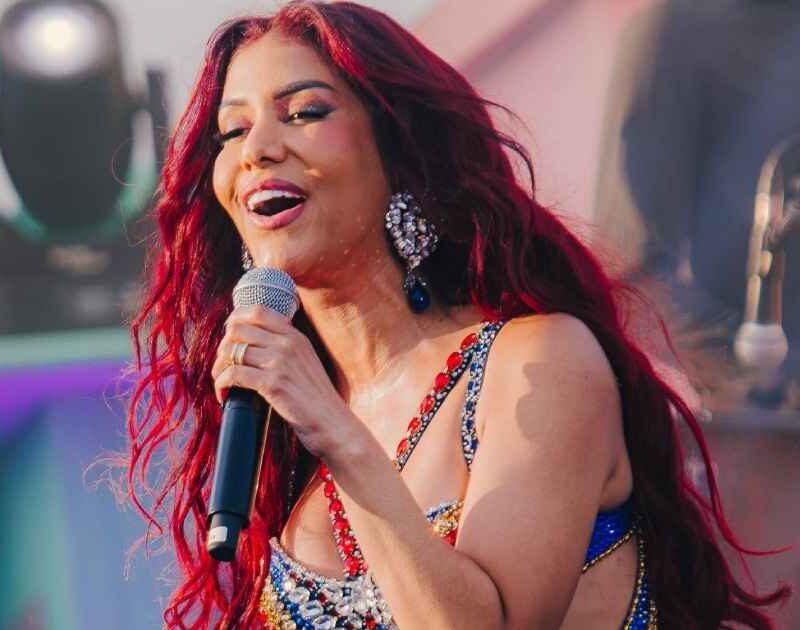 Priscila Senna durante show no Espaço Favela do Rock in Rio 2026 (@LARAVALENCAN)