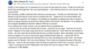 Publicação original de Jethro Sheeran no Facebook (Reprodução)