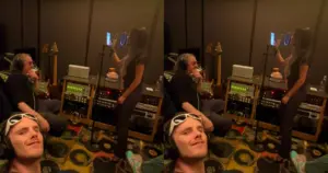 Victoria Beckham e o filho Cruz em estúdio (reprodução @cruzbeckham)