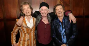 Mick Jagger, Keith Richards e Ron Wood, os Rolling Stones (Kevin Mazur_ Divulgação)