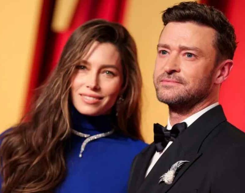 Jessica Biel e Justin Timberlake na festa do Oscar da Vanity Fair de 2024 (Billboard/Christopher Polk/Variety)